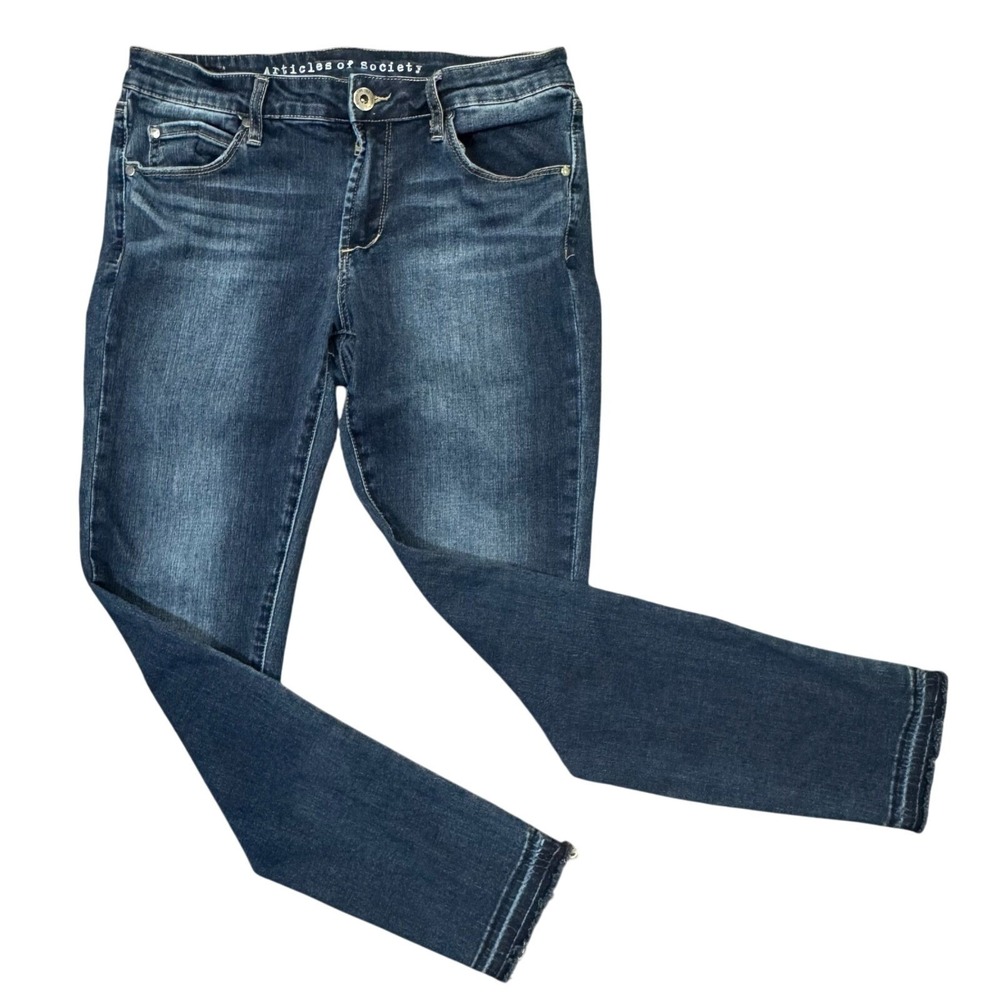 Articles of Society Mid Rise Release Hem Blue Denim Skinny Jeans Women's Size 28 - Picture 1 of 7